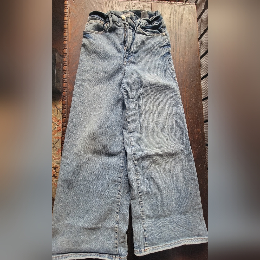 Good American Light Blue Wide Leg Crop